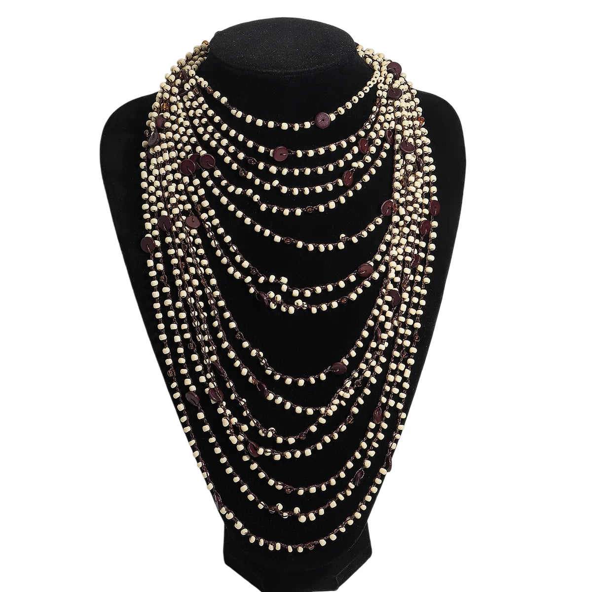 ZAA Trendy Handmade Brown Beaded Seashell Necklace For Women Elegant Vacation Multilayer Body Chain Party Banquet Accessories