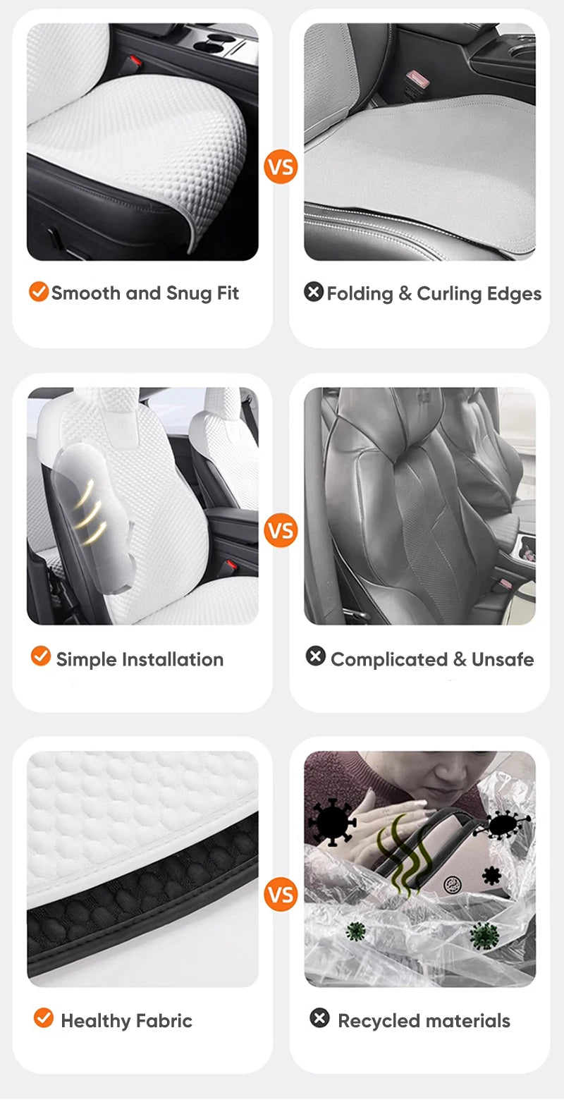 For Tesla Model 3 /Y Car Seat Cover For 2020-2025 Tesla Model 3/Y 5-Seat Ice Silk Seat Cushion Summer Breathable Car Accessories