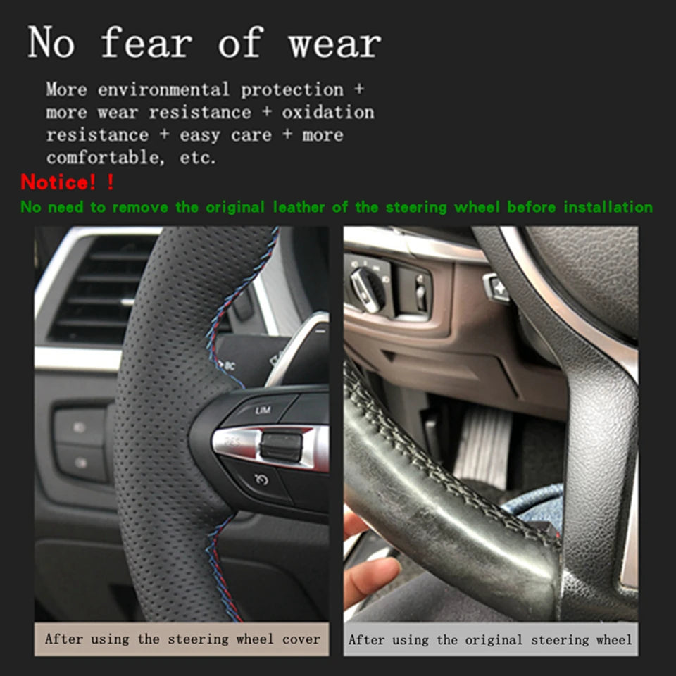 Customize DIY Car Steering Wheel Cover Microfiber Leather For MG ZS HS GS 5 6 RX5 RX8 ZST ZS EV 2017-2023 Car Accessories