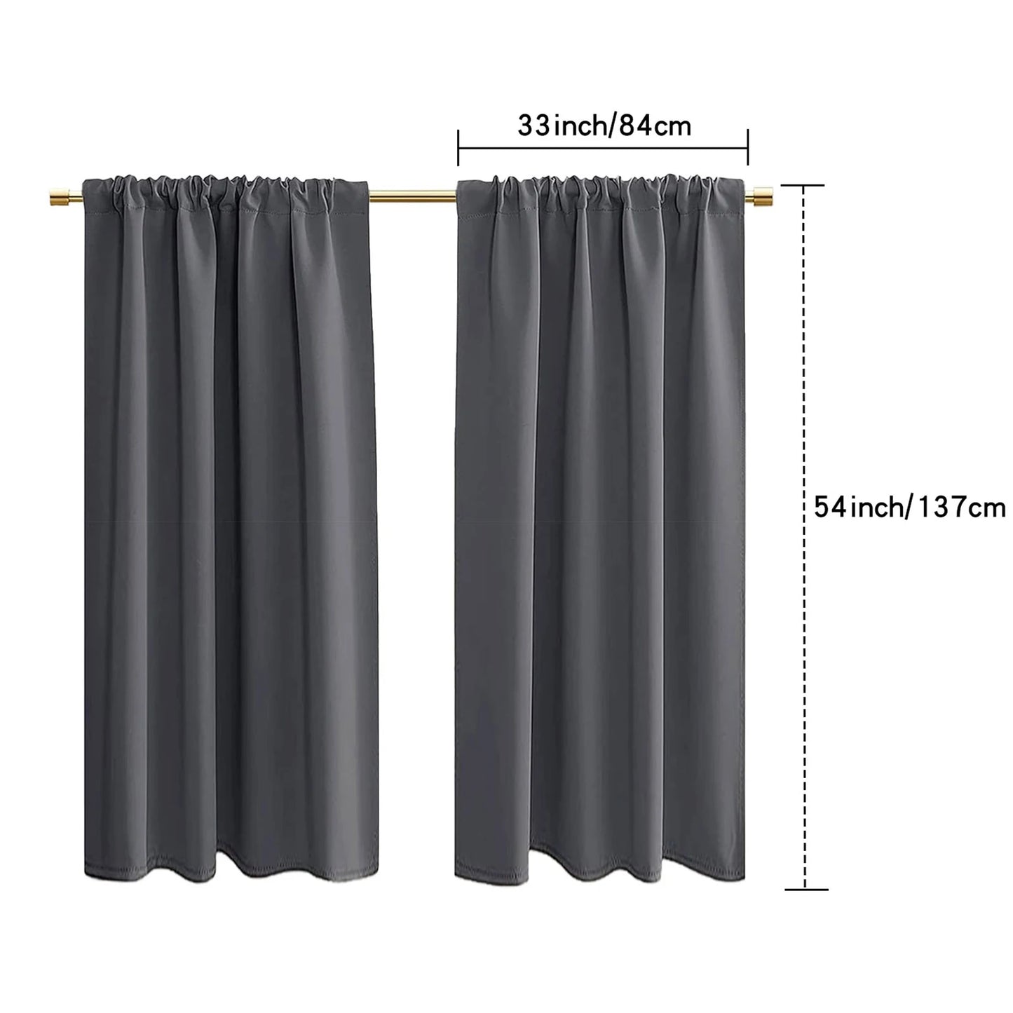 2 Panels Short Curtains for Kitchen RV Curtain Tiers 100% Blackout Drapes Rod Pocket Light Block Privacy Small Window Curtains
