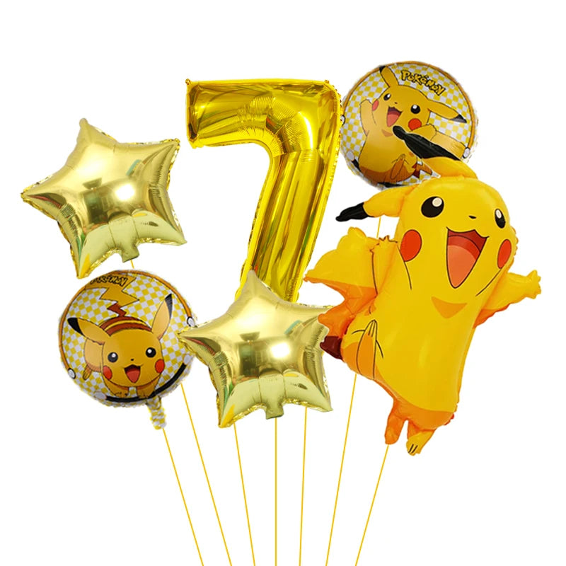 Pokemon themed balloon 32 inch digital balloon set for children's birthday new Pikachu aluminum foil ball party decoration toy