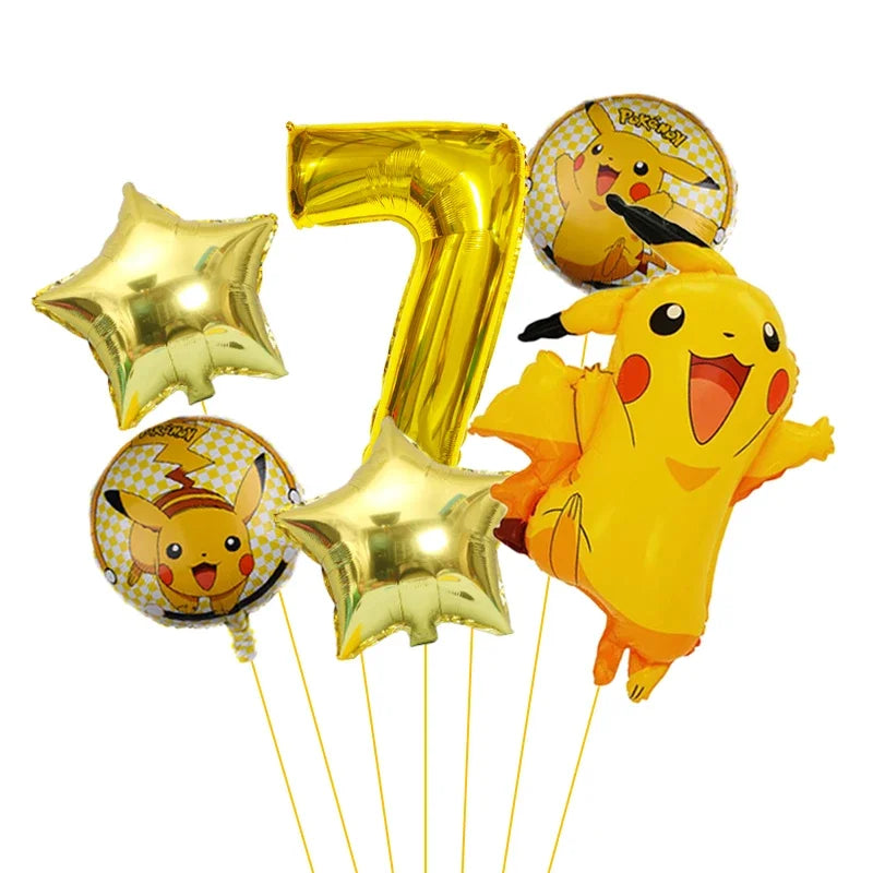 Pokemon themed balloon 32 inch digital balloon set for children's birthday new Pikachu aluminum foil ball party decoration toy