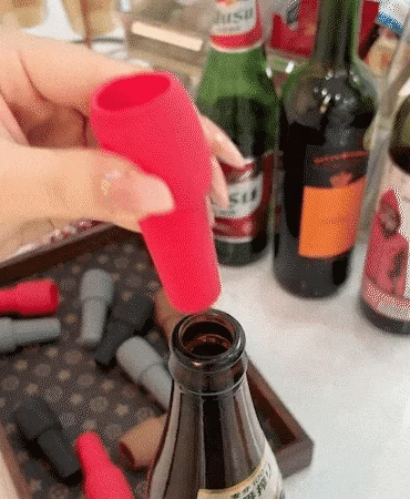 Silicone Wine Stoppers Beverage Bottle Sealer Reusable Sparkling Wine Bottle Stopper Keeping Wine Champagne Fresh Kitchen Tools