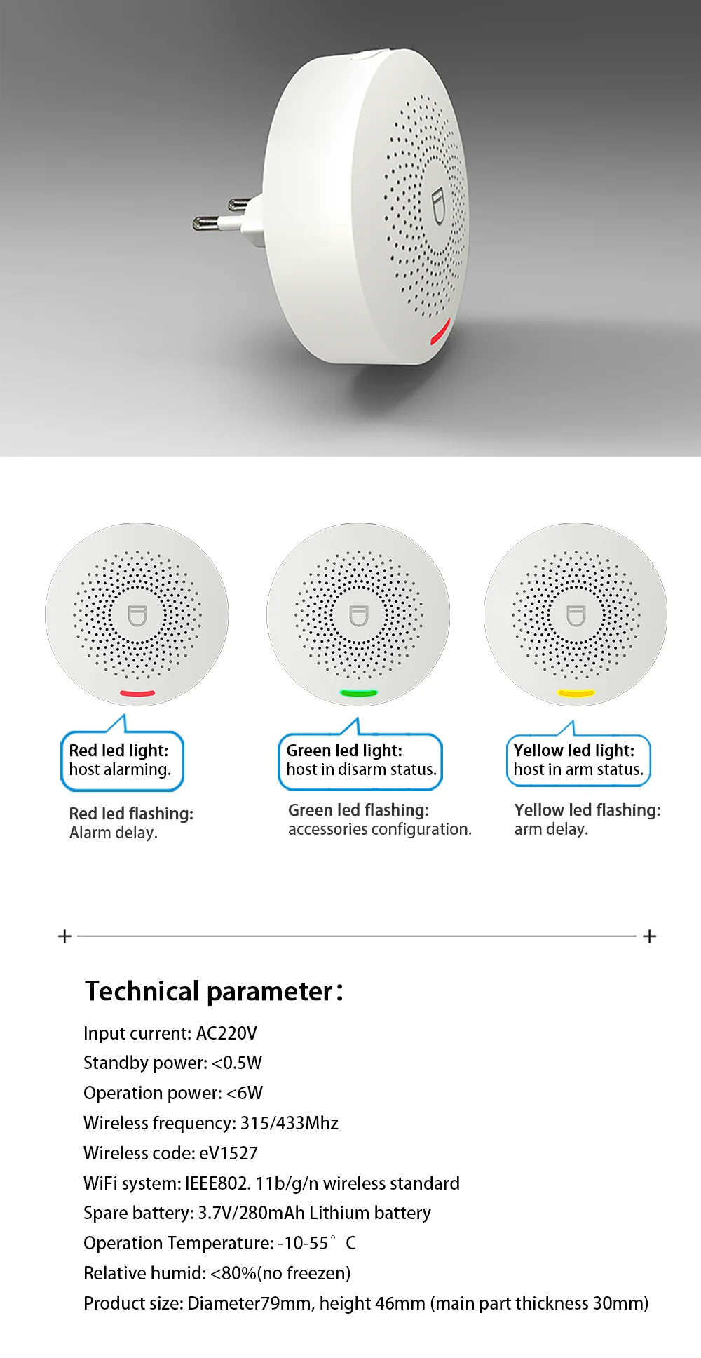 Wifi Tuya Home Alarm System 433MHz Burglar Security Alarm Smart Life App Control Wireless Home Alarm