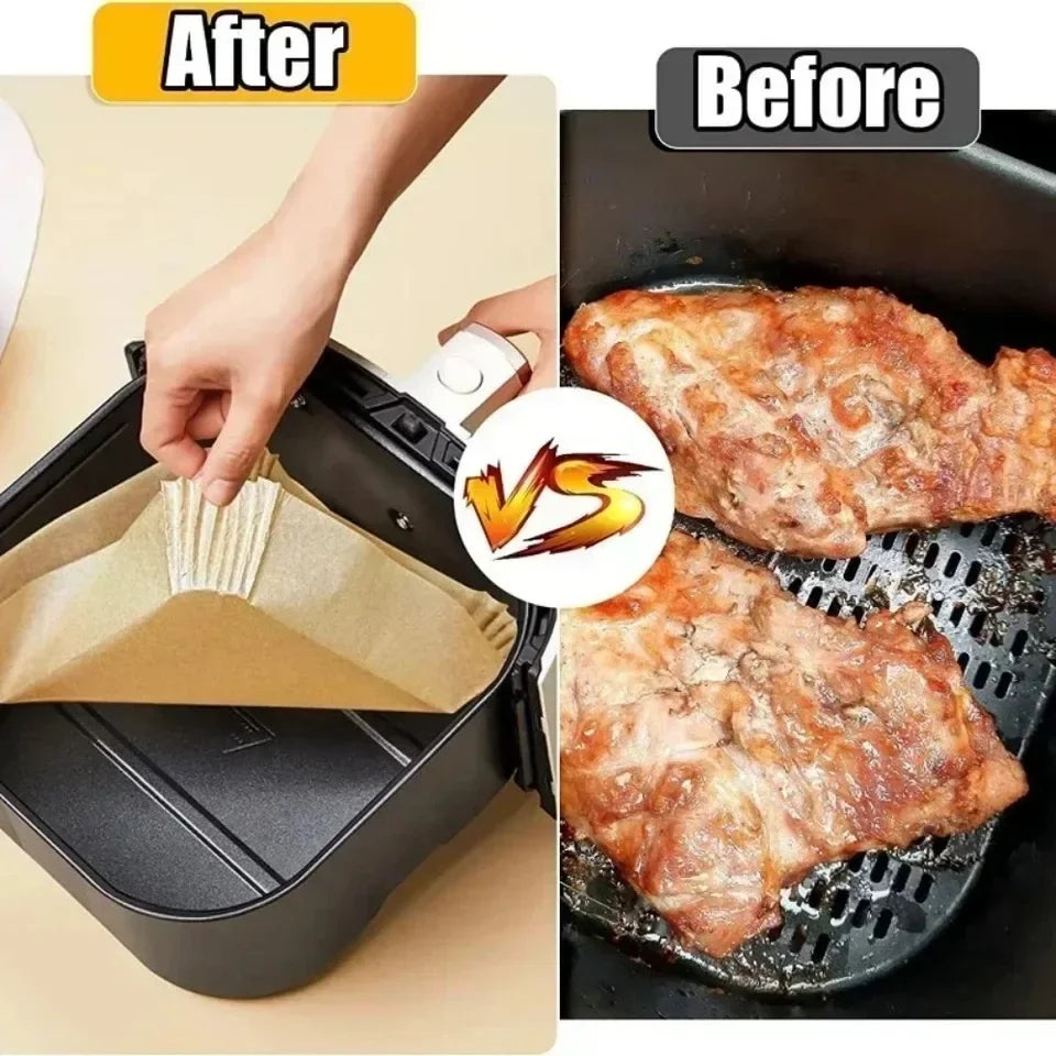 50pcs Air Fryer Paper Grease Absorbent Paper For Household Baking Pans With Thickened Silicone Paper Pads