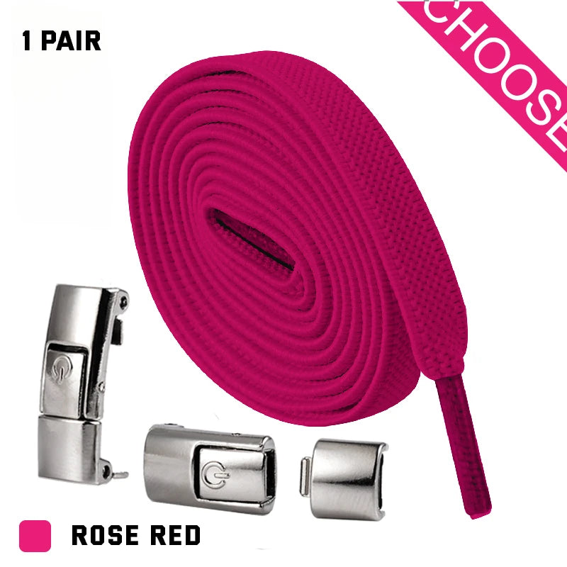 New Press Lock Shoelaces without ties Elastic Laces Sneaker 8MM Widened Flat No Tie Shoe laces Kids Adult Shoelace for Shoes