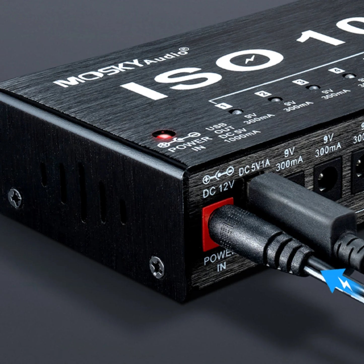 MOSKY ISO-10 Guitar Effect Pedal Power Supply 10 Isolated DC Outputs/ 5V USB Output for 9V 12V 18V Protection Guitar Accessories