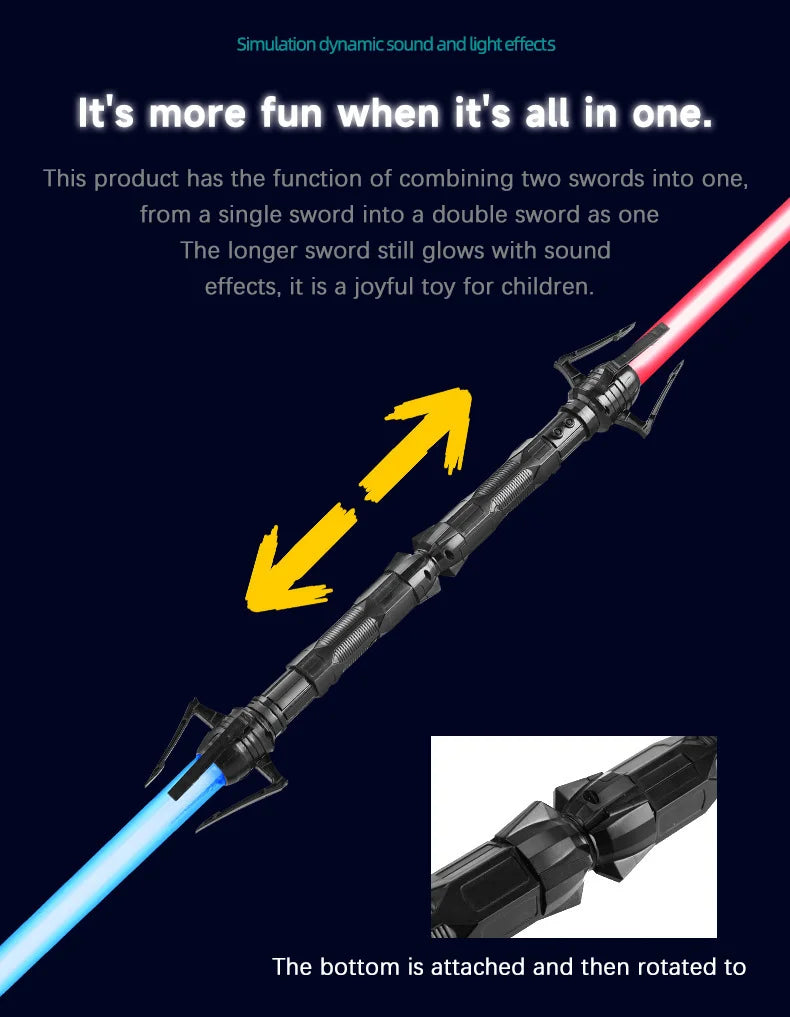 2PCS 2-in-1 Laser Sword Red and Blue Double Saber Transformation Children's Gift Cosplay Weapon Boy Toy