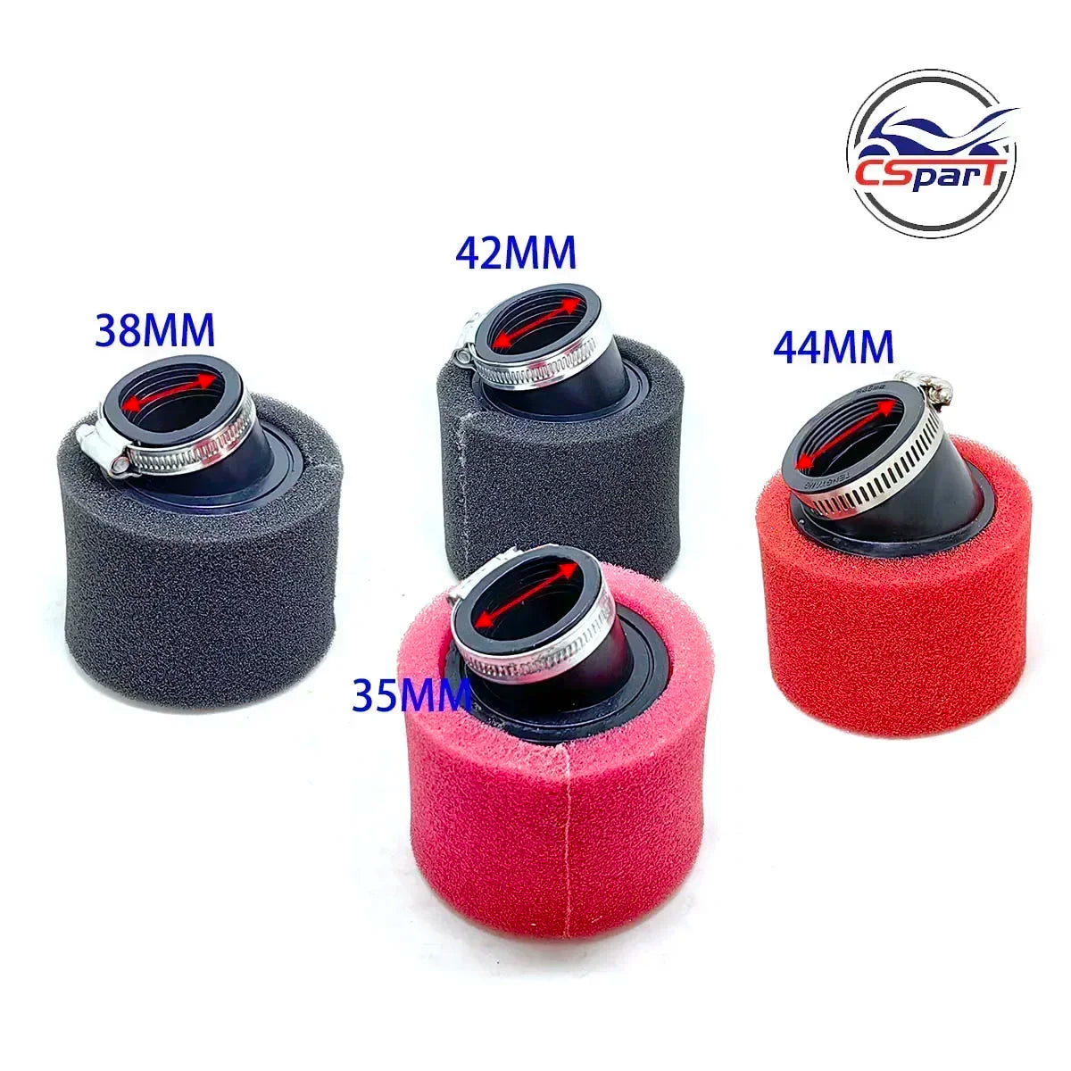 32mm 35mm 38mm 42mm 44mm 58mm straight Neck Foam Air Filter Sponge Cleaner Moped Scooter Dirt Pit Bike Motorcycle RED Kayo BSE