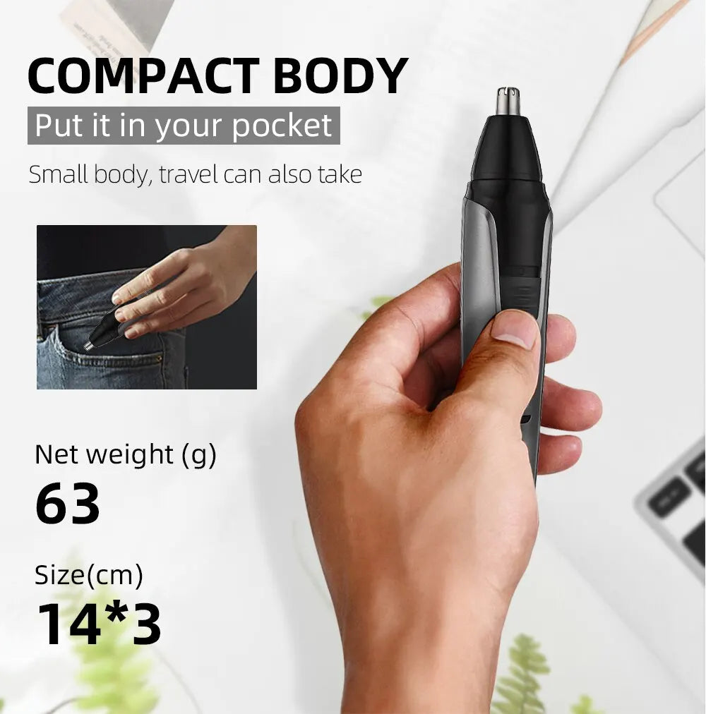 3in1 Rechargeable Nose Trimmer Beard Trimer For Men Micro Shaver Eyebrow Nose Hair Trimmer For Nose And Ear Cleaner Grooming Set