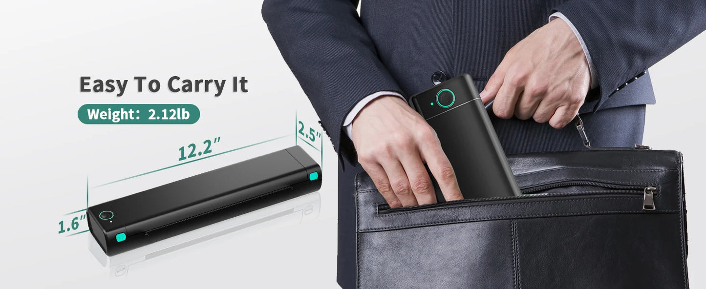 Phomemo M08F A4 Paper Printer Portable Thermal Printer Bluetooth Mobile Printer Compatible with Android & iOS Phone & Laptop