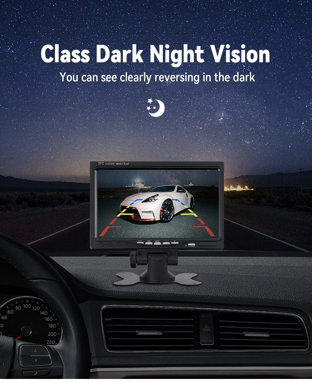 Parking Universal Car Rear View Camera with Monitor For Truck Bus 7 HD Screen 1024*600 Assistance Waterproof Security