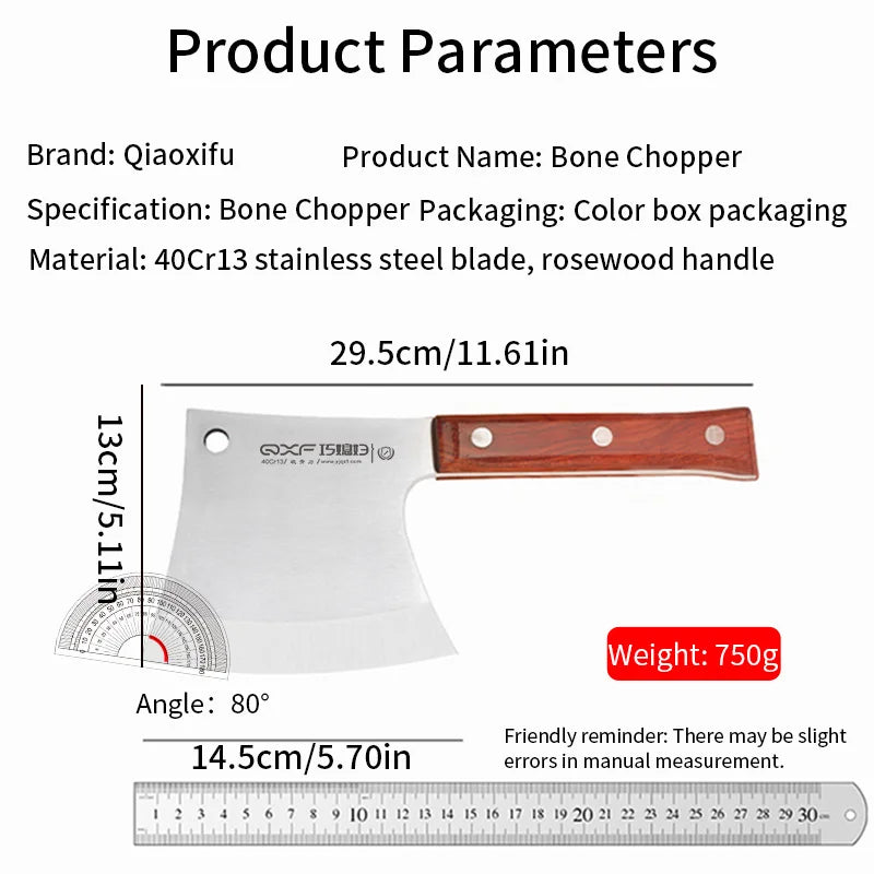 Manganese Steel Butcher Axe | Heavy-Duty Bone Chopper for Home & Commercial Use | Full Tang Forged with Anti-Slip Handle & Hangi