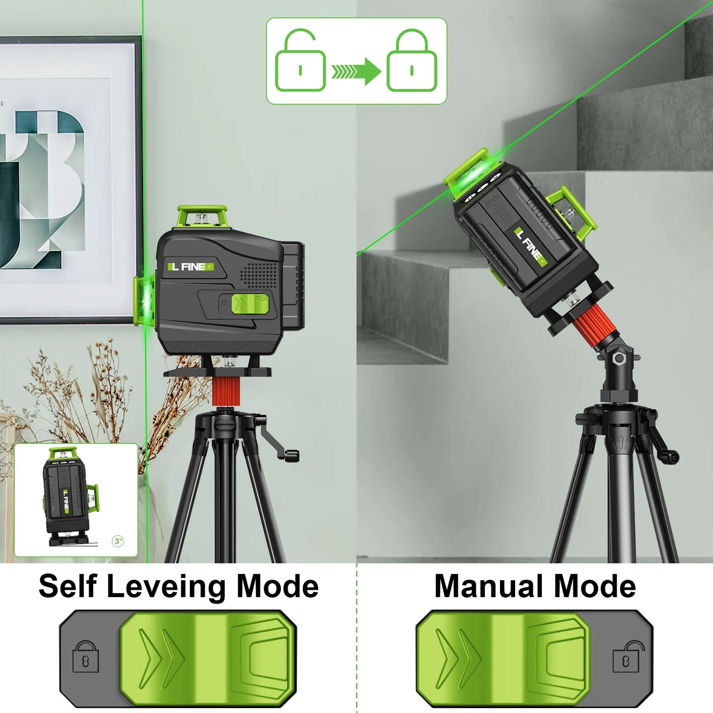 Lfine 4D 16 Lines 360°Self-leveling Laser Levels with Tripod and Suitcase Horizontal And Vertical Professional Laser Level Tool