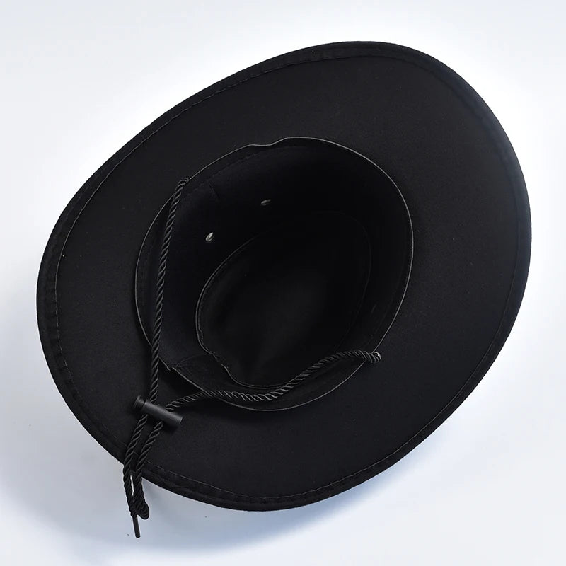 New Artificial Suede Western Cowboy Hats Vintage Big-edge Gentleman Cowgirl Jazz Hat Holidays Party Cosplay Hat