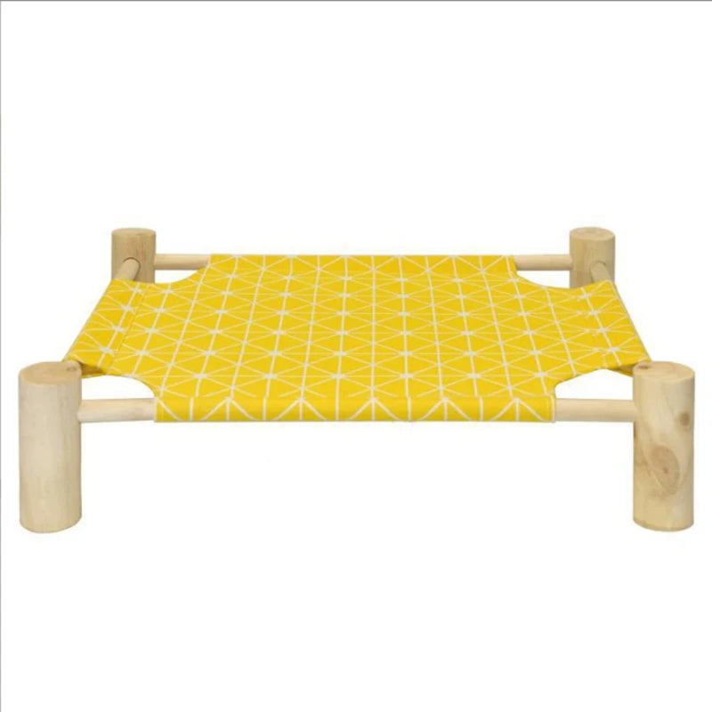 Wood Canvas Elevated Cat Bed, House, Hammocks, Lounge Bed for Small Rabbit Cats and Dogs, Durable Pet Supplies