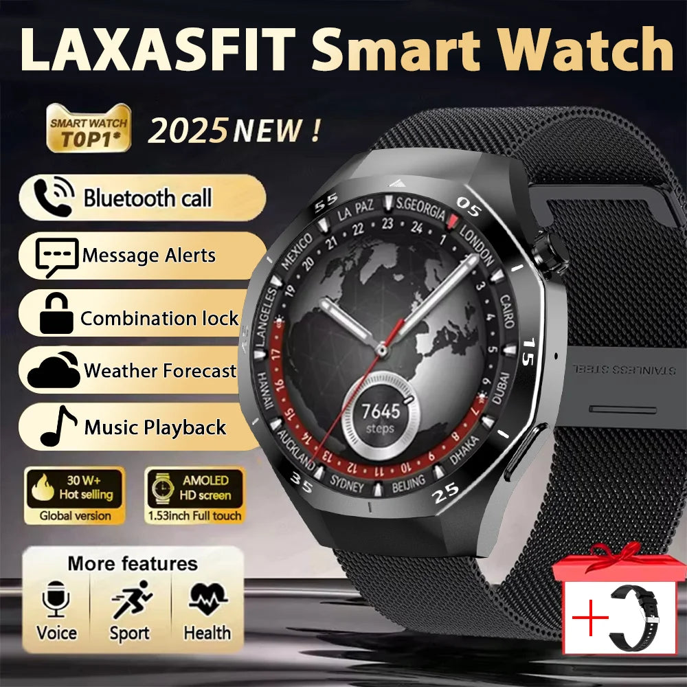 LAXASFIT 2025 New  Smart Watch AMOLED HD Screen Sports Heart Rate Bluetooth Call Men Women Smart Watch