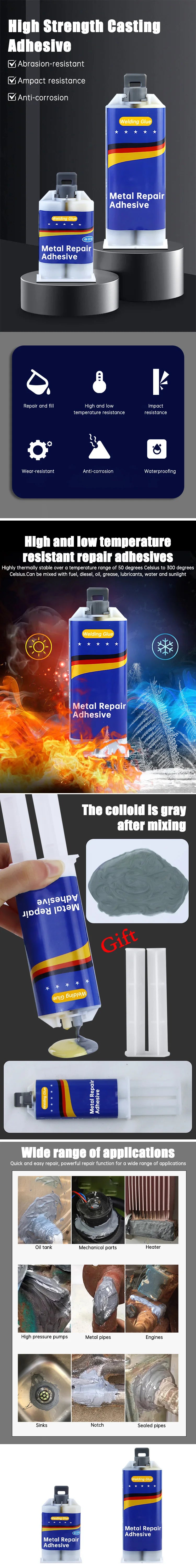 Strong Metal Repair Glue High Strength AB Glue Cold Welding Glue Magic Plastic Repair Industrial Repair Agent AB Glue Sealant