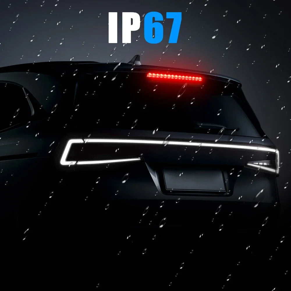 12V Taillights Car Brake Lights Turn Signal Lamp 15 LED Strips Rear Windscreen Side Stop Warning Parking Automotive Accessories