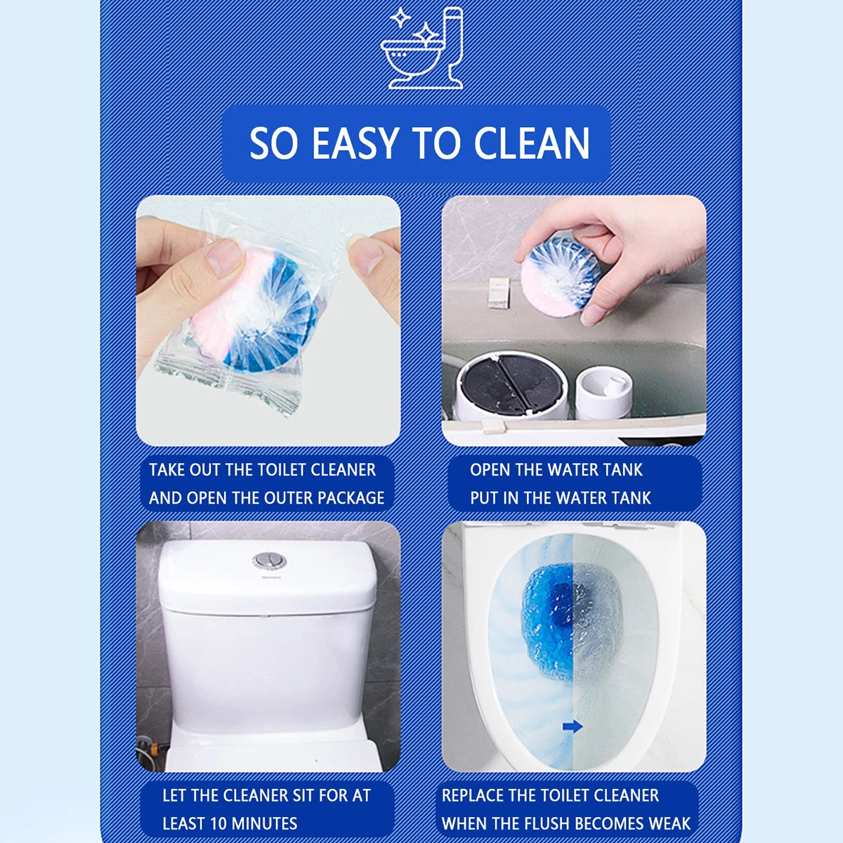 Automatic Toilet Bowl Cleaner Tablets - Continuous Release Technology, Long-Lasting Freshness
