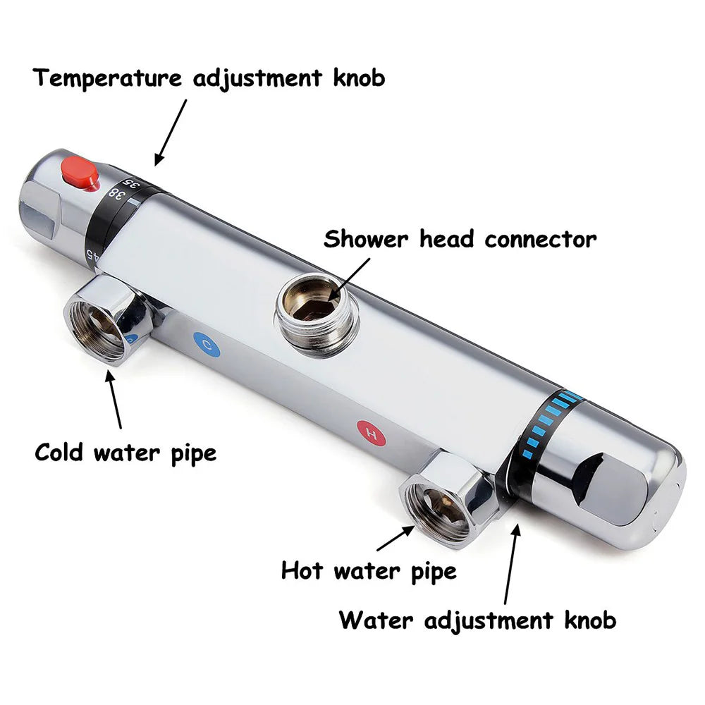 Thermostatic Shower Faucets Set Chrome Bathroom Thermostatic Mixer Tap Hot And Cold Bathroom Mixer Mixing Valve Bathtub Faucet