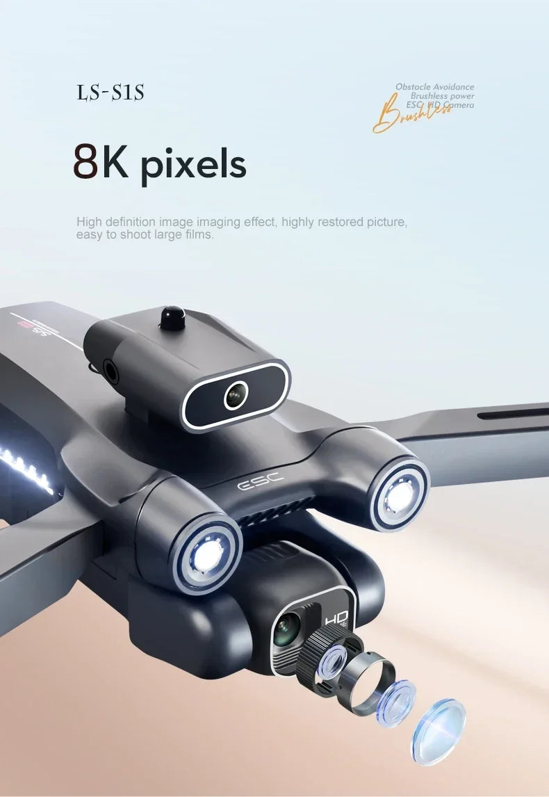 New S1S 5G GPS Drone Camera 8K Professional Brushless Motor Dron Obstacle Avoidance HD Dual Camera Foldable Quadcopter Toys