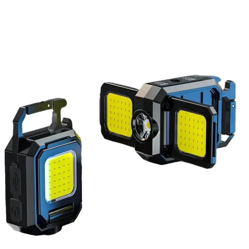 Ultra Bright Flashlight Usb Rechargeable Multifunctional 5 Modes COB Keychain Light Foldable Sides Magnet for Camping Hunting