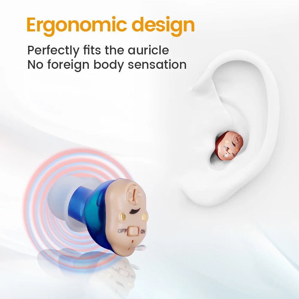 Elderly Hearing Aid Rechargeable ITE Deaf The Listening Device Mini Wireless Sound Amplifier Invisible Hearing Aids Headphones