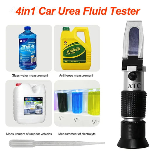 4in1 Car Urea Fluid Tester Antifreeze Densitometer Diesel Exhaust Battery Fluid Glass Freezing Point Water Coolant Refractometer