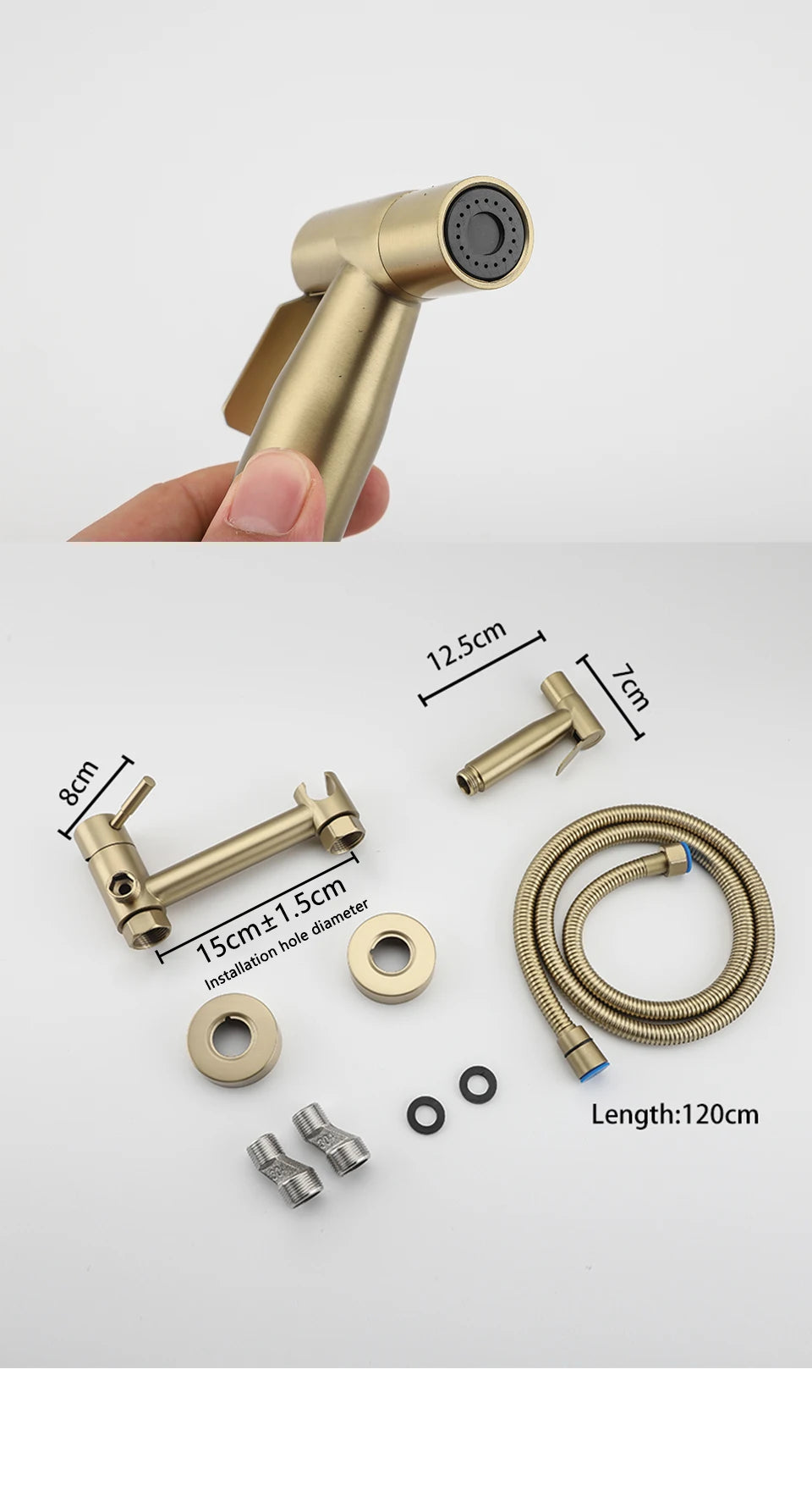 ULA Gold Bidet Faucet Toilet Faucet Stainless Steel Handheld Bidet Sprayer Set Cold Hot Water Mixer Crane Bathroom Shower Head