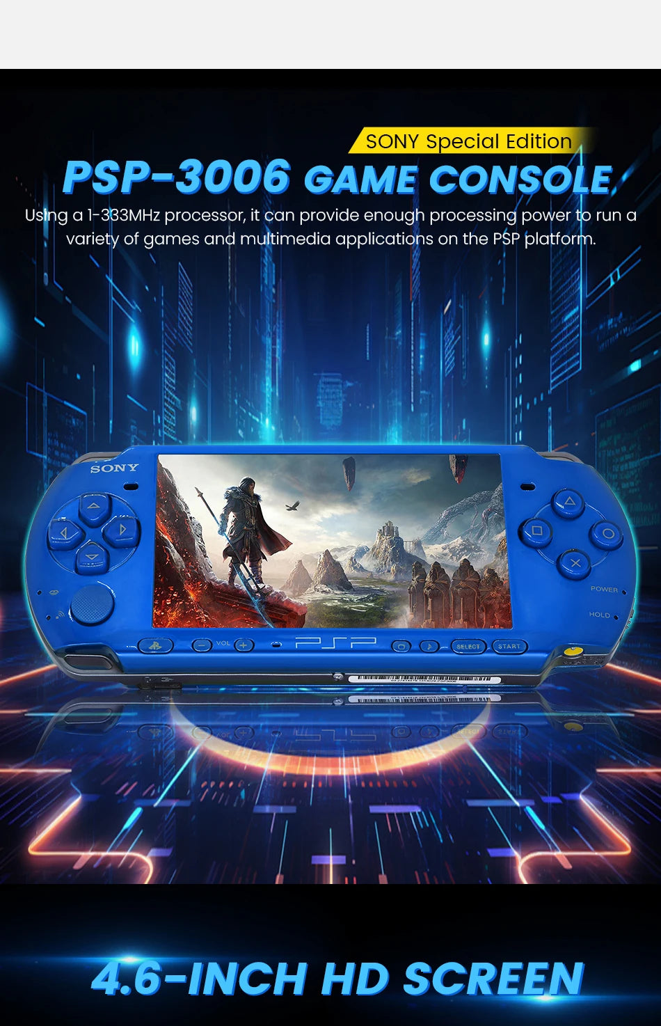 PlayStation PSP 3000 VIBRANT BLUE (PSP-3006) Original Game Console Sony PSP3000 Handheld Arcade Game Console (+Free Games)