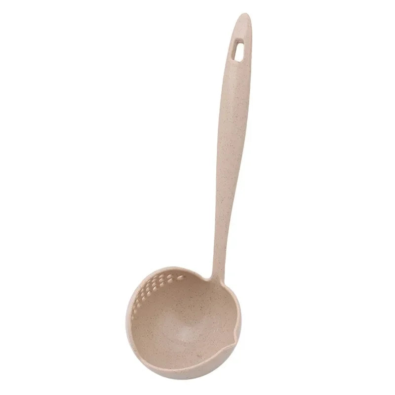 2 In 1 Creative Wheat Straw Soup Spoon Long Handle Lovely Porridge Spoons With Filter Dinnerware Kitchen Colander Tools