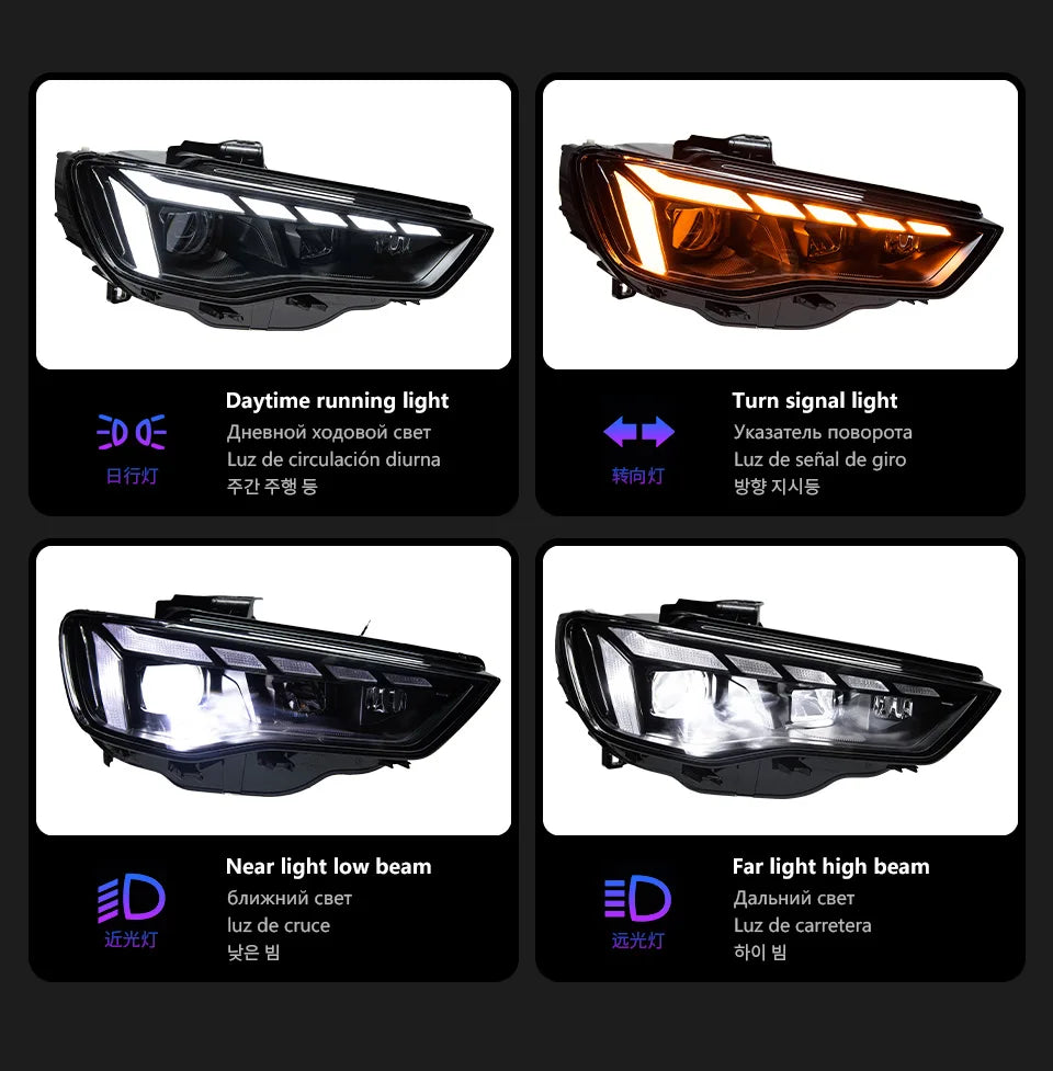 AKD Head Lamp for Audi A3 8V Sedan Spor LED Headlight 2013-2016 Headlights S3 DRL Turn Signal High Beam Angel Eye Projector Lens