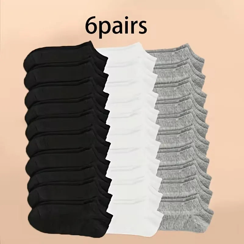 12 Pairs Solid Color Boat Socks Comfortable Breathable High-Quality Men's Business Low Tube Socks Casual Men Slipper Floor Socks