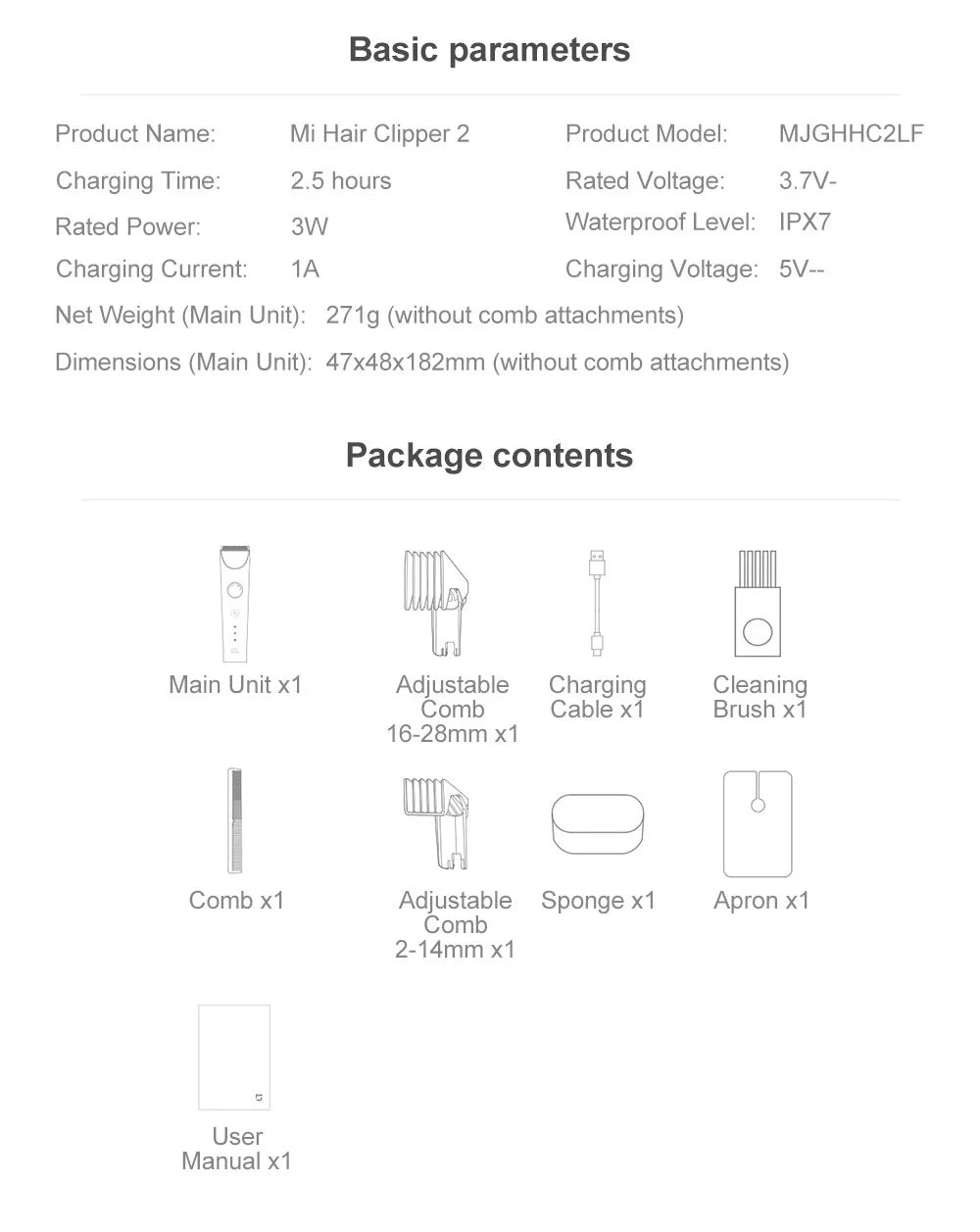 Original XIAOMI Mijia Hair Clipper 2 Men Sideburns Electric Shaver Wireless Hair Cutting Trimmer Barber Cutter
