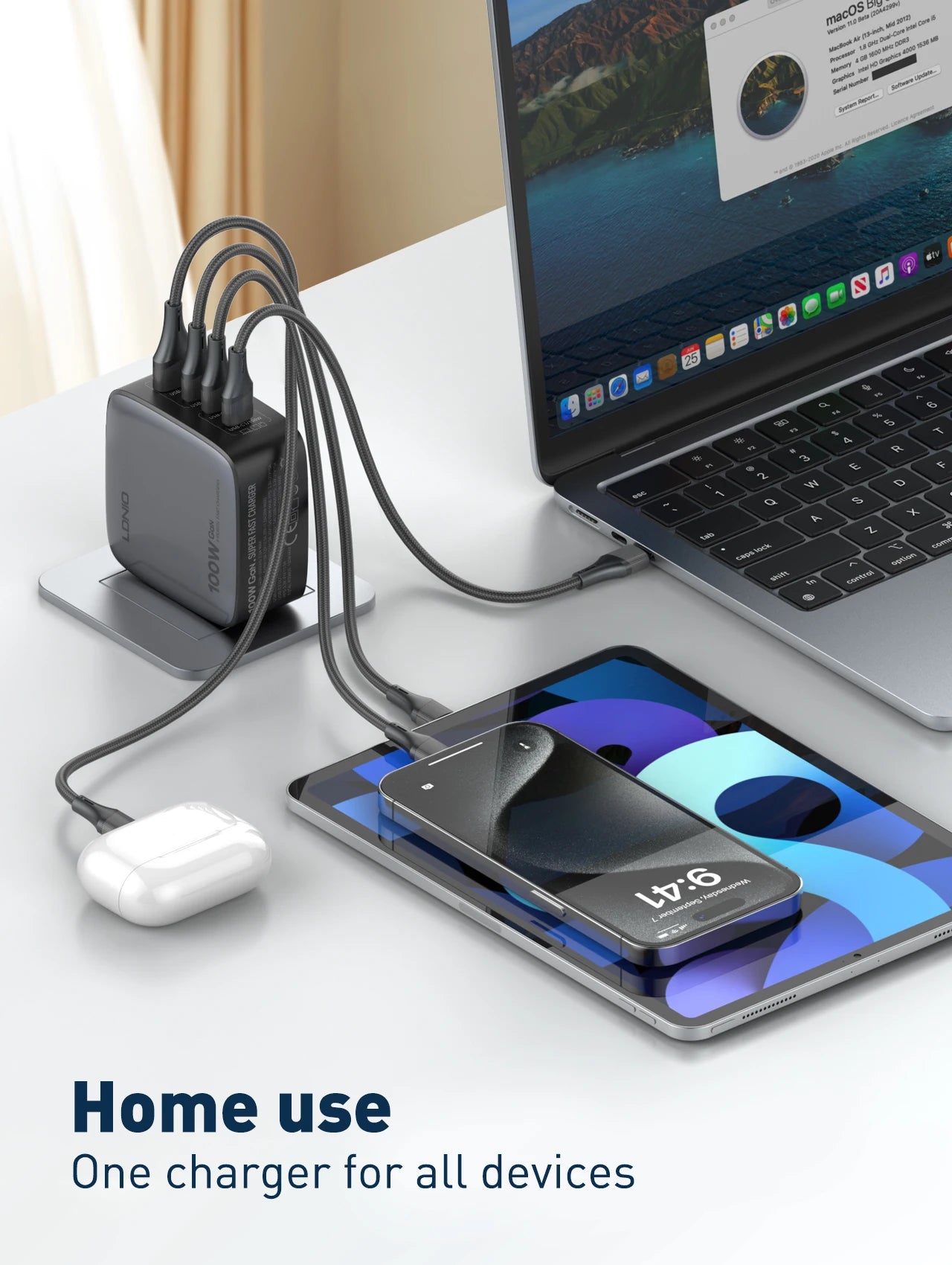 LDNIO 100W GaN Charger Multi-port Type C Travel Adapter For MacBook iPad iPhone 12-15 Pro Max Xiaomi 14 Galaxy S23 Usb C Charger