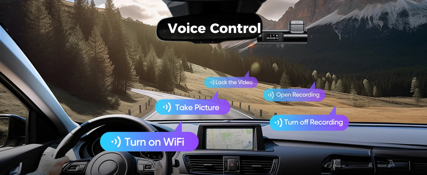 LINGDU Dash Cam D100 3K Dash Car Camera Built-in GPS Wi-Fi 24H Parking Motion Car Camera Night Vision Car DVR EN Voice Control