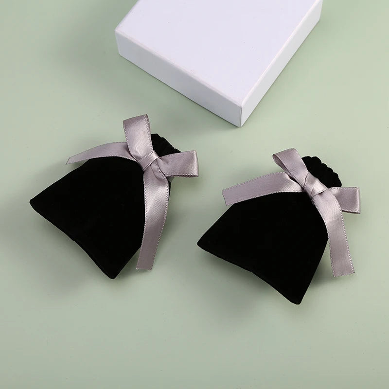 10pcs Bulk Jewelry Packaging Pouches Black Velvet Ribbon Drawstring Bags Luxury Earrings Rings Necklace Bracelet Storage Bags