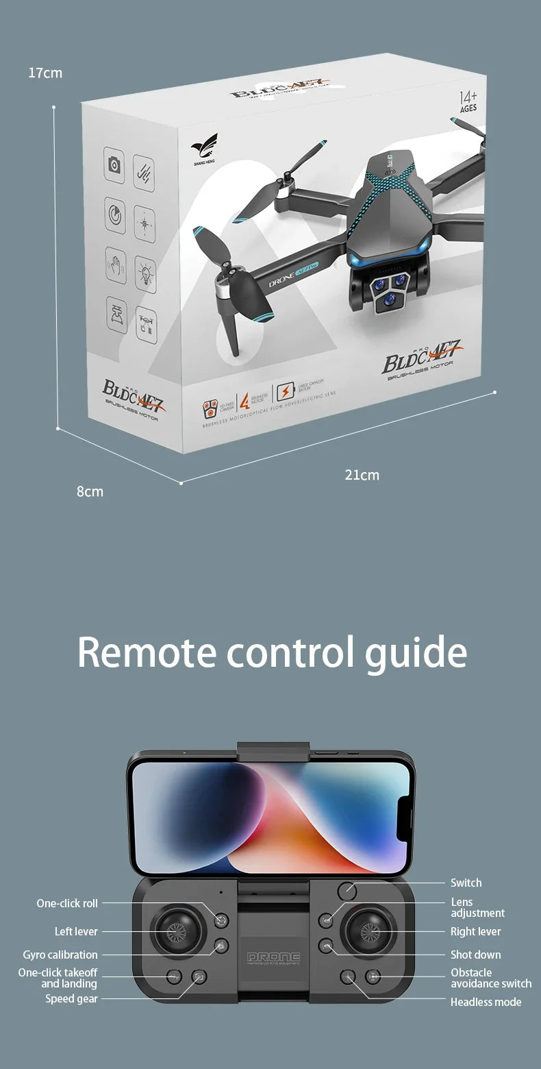 Hot Drone AE7 Pro Brushless Professional 8K HD Camera WIFI FPV Obstacle Avoidance Optical Flow RC Foldable Quadcopter Toys