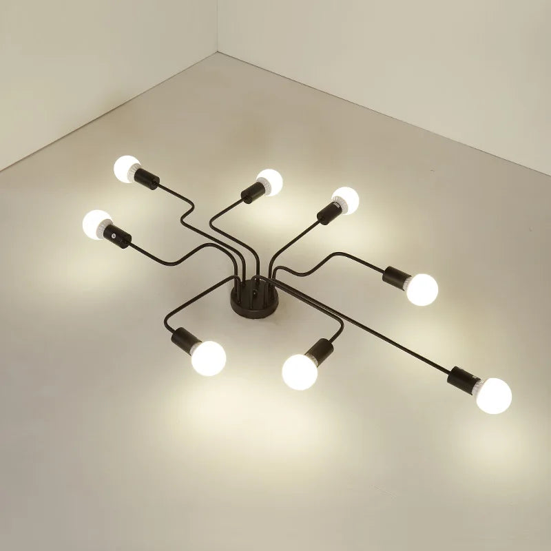 Vintage Pendant Lights Multiple Rod Hanging Lamps Wrought Iron Ceiling Lamp E27 Bulb Lamparas for Home Lighting Fixtures