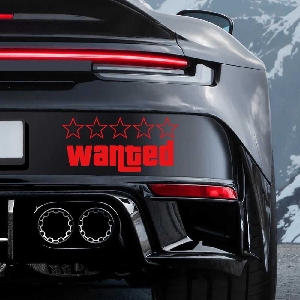 Wanted Pentagram Car Stickers Vinyl Decals Decor Rear Windshield Window Glass Bumper Body Scratches Waterproof Auto Accessories