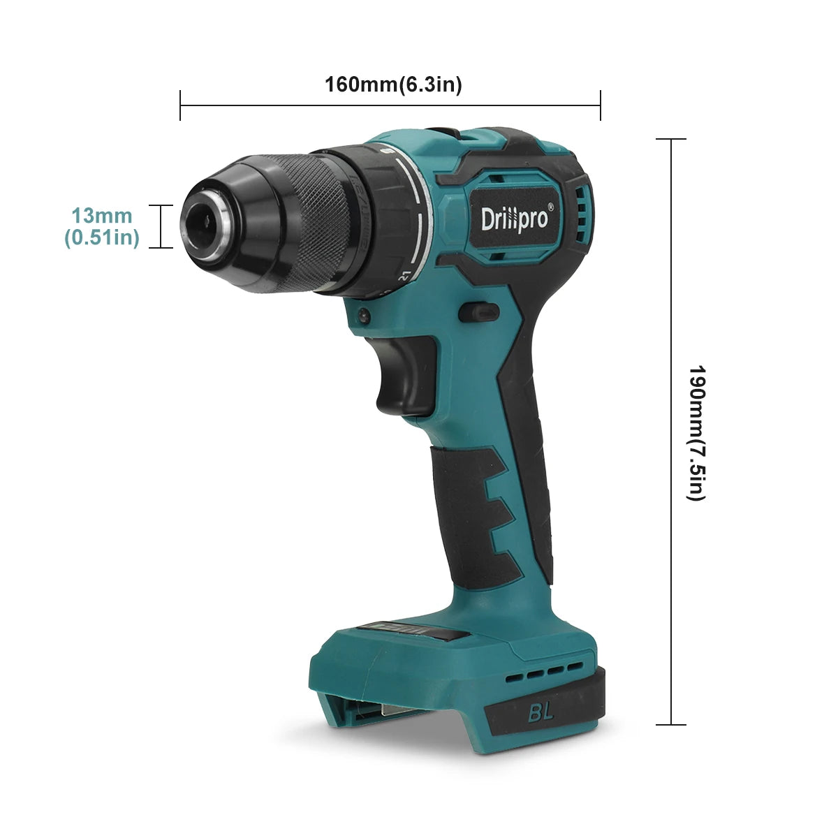 Drillpro 10/13mm Rechargeable Electric Screwdriver Cordless Drill Brushless Handheld Power Tool For Makita 18V Battery