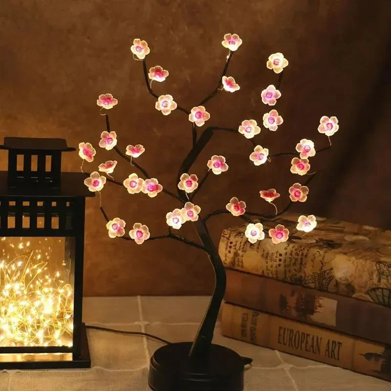 LED Table Lamp Tree Flower Blossom Fairy Light Night Lights DIY Artificial Christmas Creative Lighting Decoration