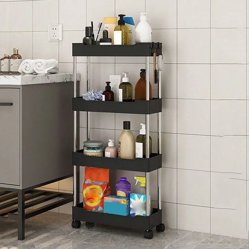 1pc 3/4 Tier Rolling Storage Cart High Capacity Storage Shelf Movable Gap Storage Rack Kitchen Bathroom And Livingroom Organizer