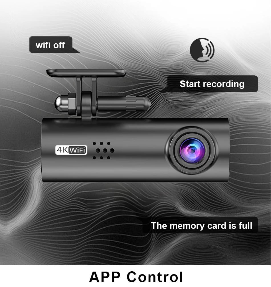 E-ACE 4K UHD WIFI Mini Dash Cam Car Dvr Video Recorder With APP Control Night Vision 24H Parking Camera Monitor Car Accessories