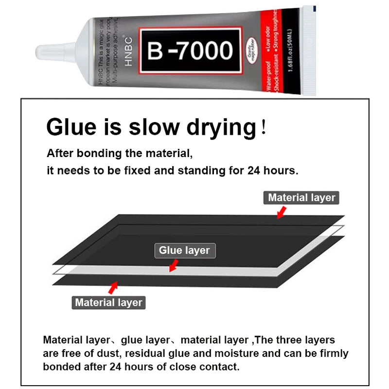 1/2pcs 15ML 25ML 50ML 110ML B7000 Clear Contact Phone Repair Adhesive Universal Glass Plastic DIY Glue With Precision Applicator