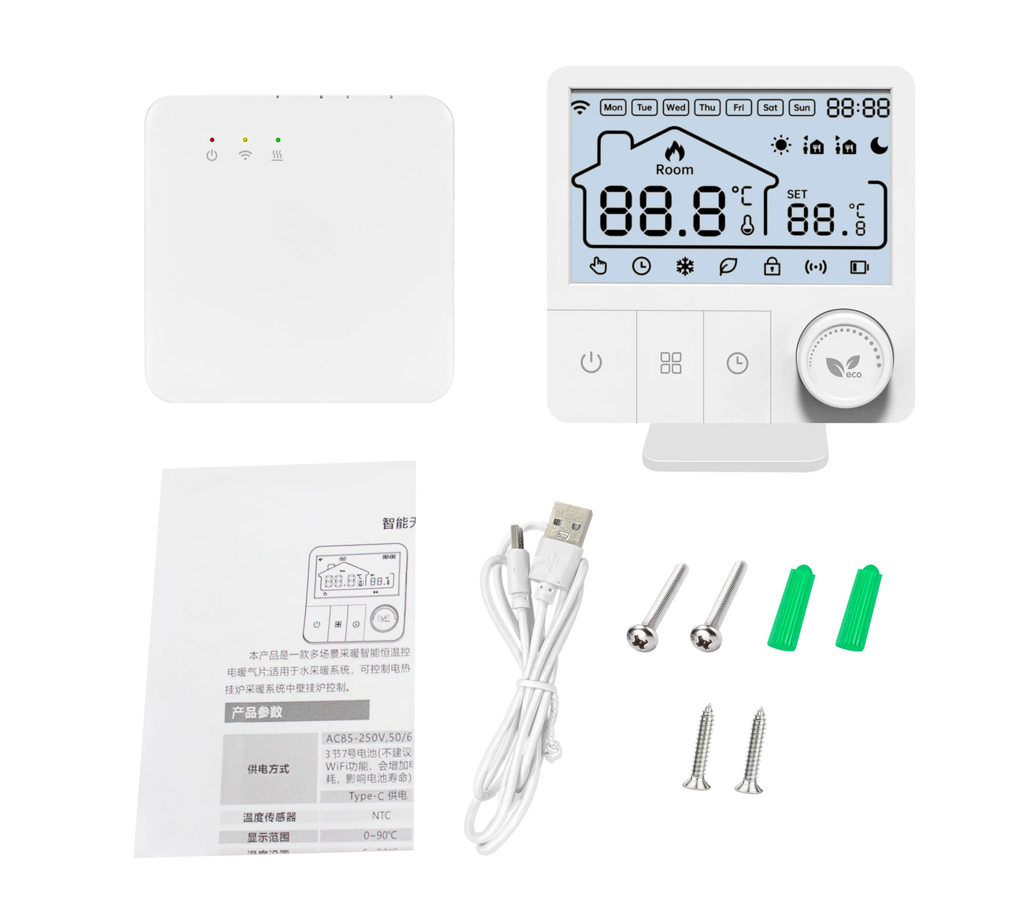 Tuya Wifi Boiler Thermostat Wireless Heating Room Thermostats Wifi Battery Operated Gas Boiler Water Heating Alexa Google Home