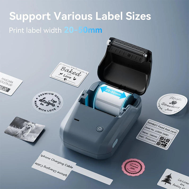 Niimbot B1 Mini Label Printer Adhesive Portable Printer 2 Inch Thermal Paper Round Labels Maker Machine For Tag Cable Printing