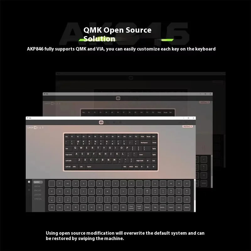 AJAZZ AKP846 Mechanical Keyboard Wired With Screen Programming Custom Driver QMK Open Source 10.1-Inch Color Screen Office Game