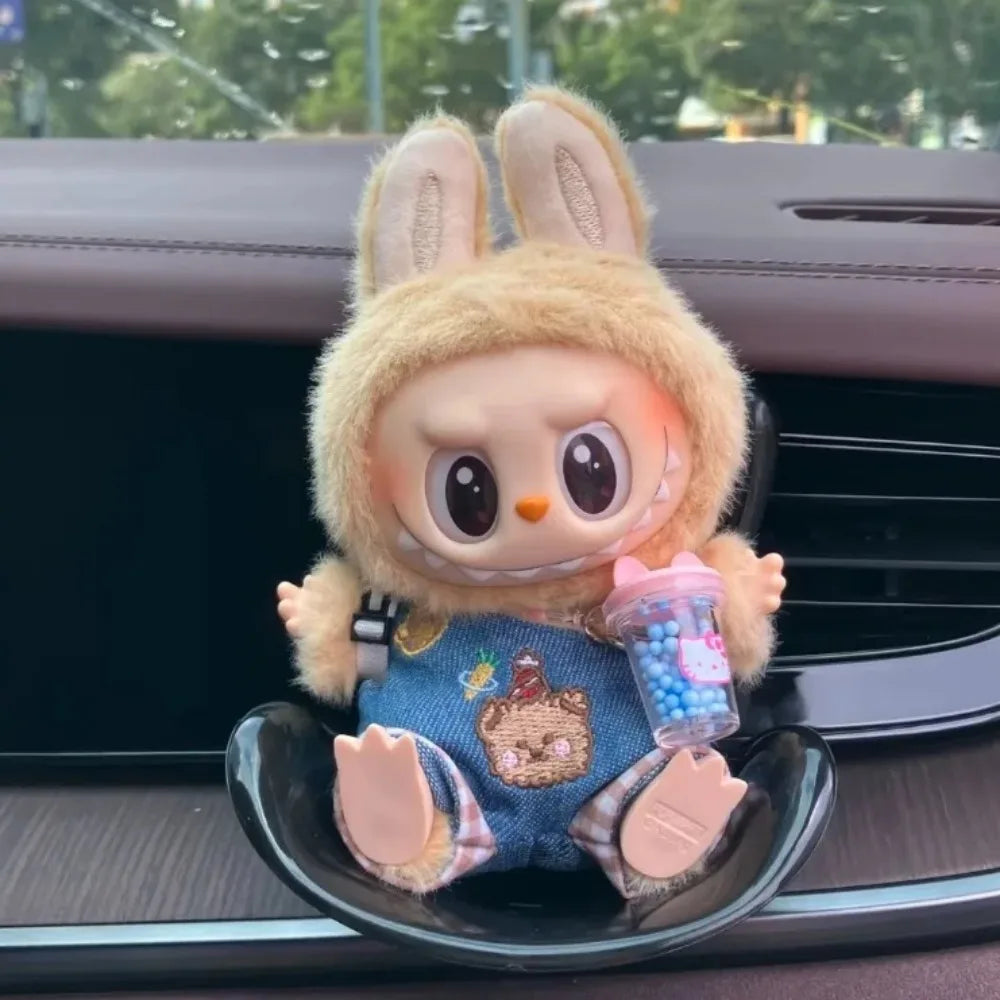 Labubu V1 V2 Idol Dolls Safety Seat Kawaii Plush Doll Car Seat Ornament with Air Outlet Aromatherapy Decoration Accessories Gift